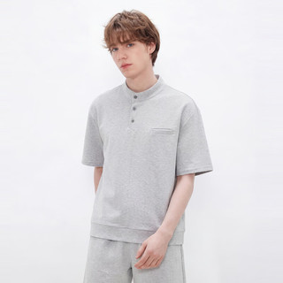 gxgjeans 亨利领立领短袖POLO衫 麻灰色 165/S