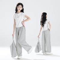 URBANSHOW 女童竖条纹阔腿裤套装