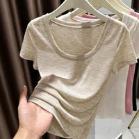 帕兰朵 显白夏季短袖T恤女打底高级感小众不撞款上衣内搭