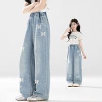 URBANSHOW 蝴蝶烫钻软牛仔裤 女童长裤