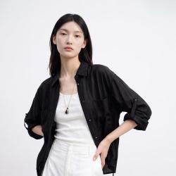 迪赛尼斯 莱赛尔宽松轻薄衬衫夏智性通勤百搭休闲上衣女