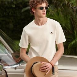 哈吉斯 男装华夫格短袖T恤休闲肌理感圆领上衣