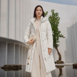 波司登 冬季女潮流厚羽绒服连帽长款美拉德抽绳收腰显瘦