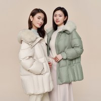 波司登 狐狸毛领翻领短款厚女士羽绒服
