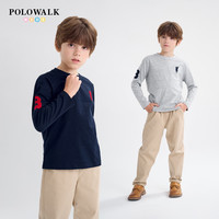 POLOWALK 春季男女童纯棉长袖圆领运动舒适透气T恤B5JW532D0241