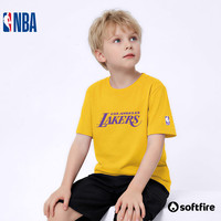 NBA SOFTFIRE儿童衣服2026新款男孩女孩短袖湖人队T恤透气