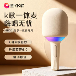 全民K歌 麦克风 唱歌无线蓝牙户外k歌音箱手持话筒音响一体MB31茉莉白