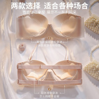 JERRIE MOCK 杰丽·莫克 女士无肩带防滑聚拢抹胸文胸 黑色硅胶款 M 75B=34B
