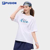 FILA FUSION斐乐潮牌情侣款针织短袖衫夏新款凉感纯棉休闲T恤男女
