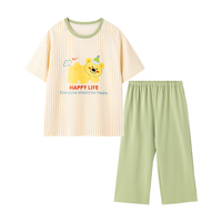 芬腾 100%纯棉 女士短袖七分裤家居服套装