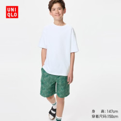 优衣库 483407 印花休闲短裤 青绿色 150