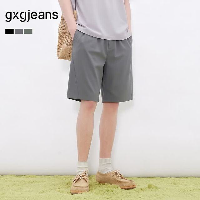 gxgjeans 26夏新品 美式简约宽松运动直筒休闲短裤 深灰色