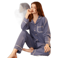 FENTENG 芬腾 女士纯棉睡衣套装 J98132432 灰兰 L