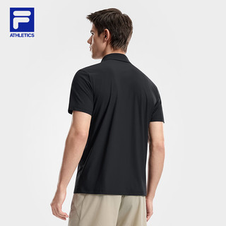 FILA斐乐 菁英POLO衫 深黑 2XL 男士针织短袖