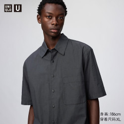 优衣库 482497 合作款箱型短袖衬衫 黑色 3XL