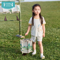 ibaby 儿童针织短袖短裤套装 月桂山鸟 100码