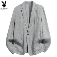 PLAYBOY 男士西服上衣 100%亚麻亲肤舒适宽松外套