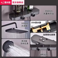 潜水艇 98078QH 淋浴花洒套装 旋钮款大顶喷易洁除垢三功能花洒 枪灰