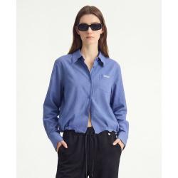 DKNY 透气立体鱼骨线宽松衬衫女春夏新款时尚百搭显瘦短款轻奢长袖衬衣