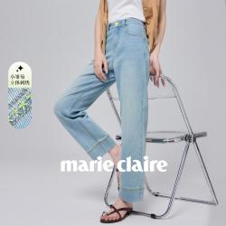 Marie Claire 女士直筒牛仔裤 高腰九分小雏菊设计
