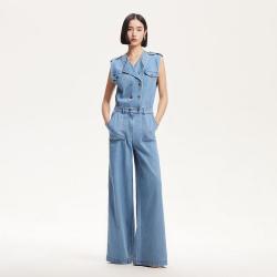 VERO MODA 含天丝莱赛尔夏无袖双排扣宽松休闲高级连体休闲裤女