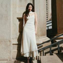 VERO MODA 夏立体捏褶开衩薄纱吊带裙海边度假优雅高级感连衣裙