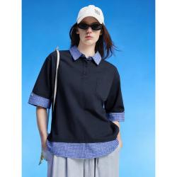 DKNY 夏季凉感假两件POLO领短袖T恤女抗菌时尚休闲