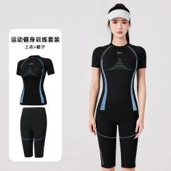 特步 紧身衣短袖女夏季跑步骑行运动训练套装运动T恤上衣健身服女内衣