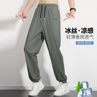 德尔惠 凉感运动裤男款夏季宽松舒适束脚裤简约百搭长裤