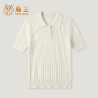 鹿王 King Deer/鹿王针织气质百搭简约女士半袖Plol领针织衫L816902