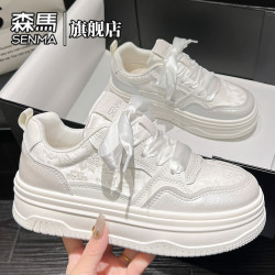 森马 女鞋夏季厚底增高休闲刺绣小白鞋女韩版潮流百搭低帮时尚板鞋