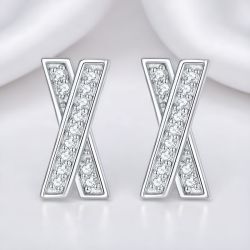 XIYOOMI 欧美X字母耳钉女925纯银时尚轻奢耳环锆石银饰耳饰 X字母耳钉