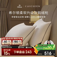 康尔馨 希尔顿鹅绒枕头酒店羽绒枕芯95白鹅绒低枕100S纯棉高枕成人枕芯 白色 74*48cm-中枕