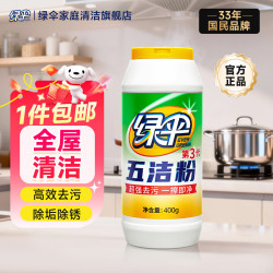 绿伞 五洁粉 不锈钢水槽清洁剂 除锈除垢 厨房油污清洁去污粉  400g*1瓶
