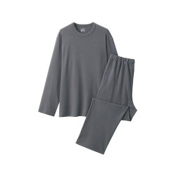 无印良品 MUJI 男式 双罗纹编织长袖家居服套装 睡衣25年冬季纯棉