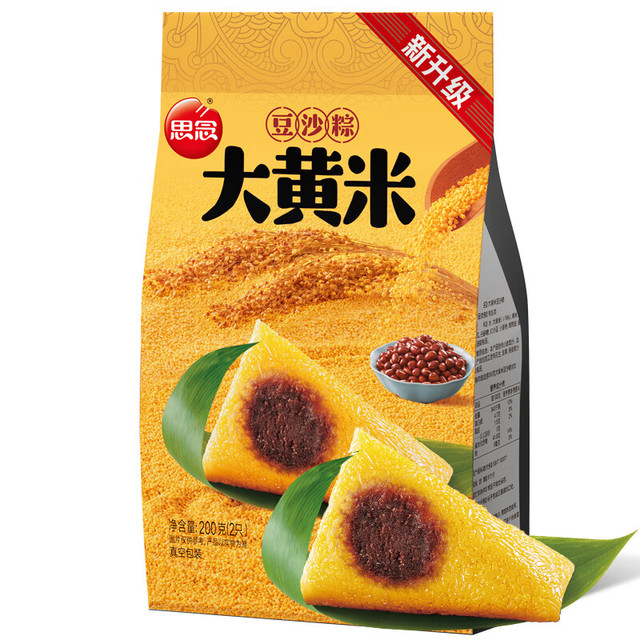思念 真空常温粽200g/袋速食蜜枣豆沙粽子甜粽咸粽猪肉粽端午节礼品 大黄米豆沙粽200g2只