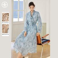 对白 AN大码系列 V领碎花连衣裙