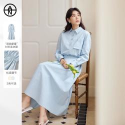 DUIBAI AN大码系列 收腰显瘦 长袖衬衫连衣裙