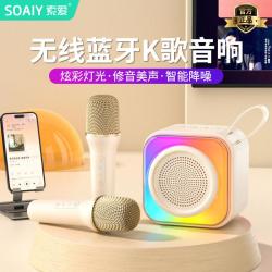 索爱 蓝牙音箱家用无线k歌音响话筒麦克风户外唱歌小型家庭KTV