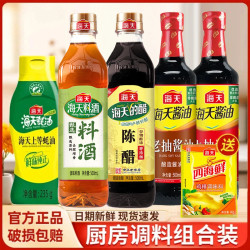海天 生抽老抽酱油蚝油香醋老恒和料酒盐家用厨房调味品6件套组合