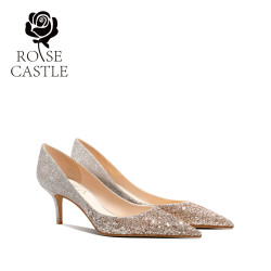 rose castle 漫步星河rosecastle气质高跟鞋细跟百搭宴会礼服婚鞋女新娘鞋单鞋