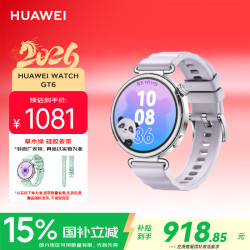华为 WATCH GT 6 智能手表 41mm 流光紫 氟橡胶表带（北斗、GPS、血氧）