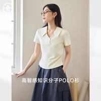 对白 2026夏装高智风polo衫女式正肩短袖T恤