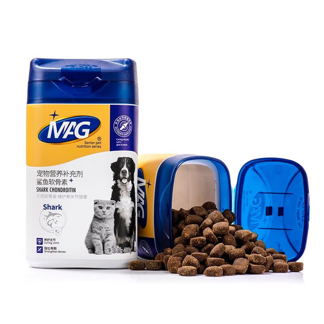 MAG 鲨鱼软骨素狗狗猫咪专用关节修复金毛犬用宠物养护补钙卵磷脂 MAG鲨鱼软骨素 400g*1罐