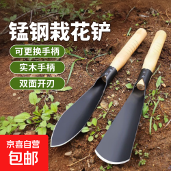园林神器铲子锰钢挖土种花野菜铁铲养花工具花卉除草农用种菜铁锨 65锰钢木柄尖铲1把