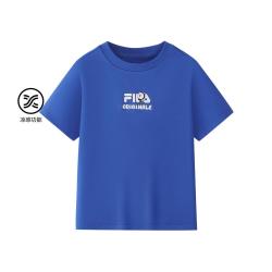FILA 男小童（105-130）短袖T恤男童圆领宽松针织短袖