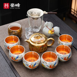 豪峰 999鎏纯银泡茶壶茶杯主人杯2026新款整套茶具套装新年伴手礼物
