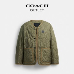 COACH 男士军绿色绗缝无领夹克