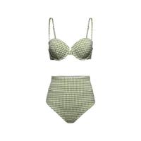 atlanticbeach法式复古泳衣女温泉分体式泳装显瘦新款格子比基尼