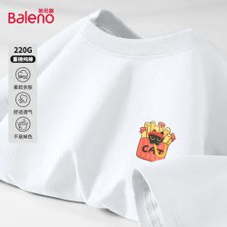 班尼路 100%棉 男士T恤衫 4XL -白#JPB黑猫薯条